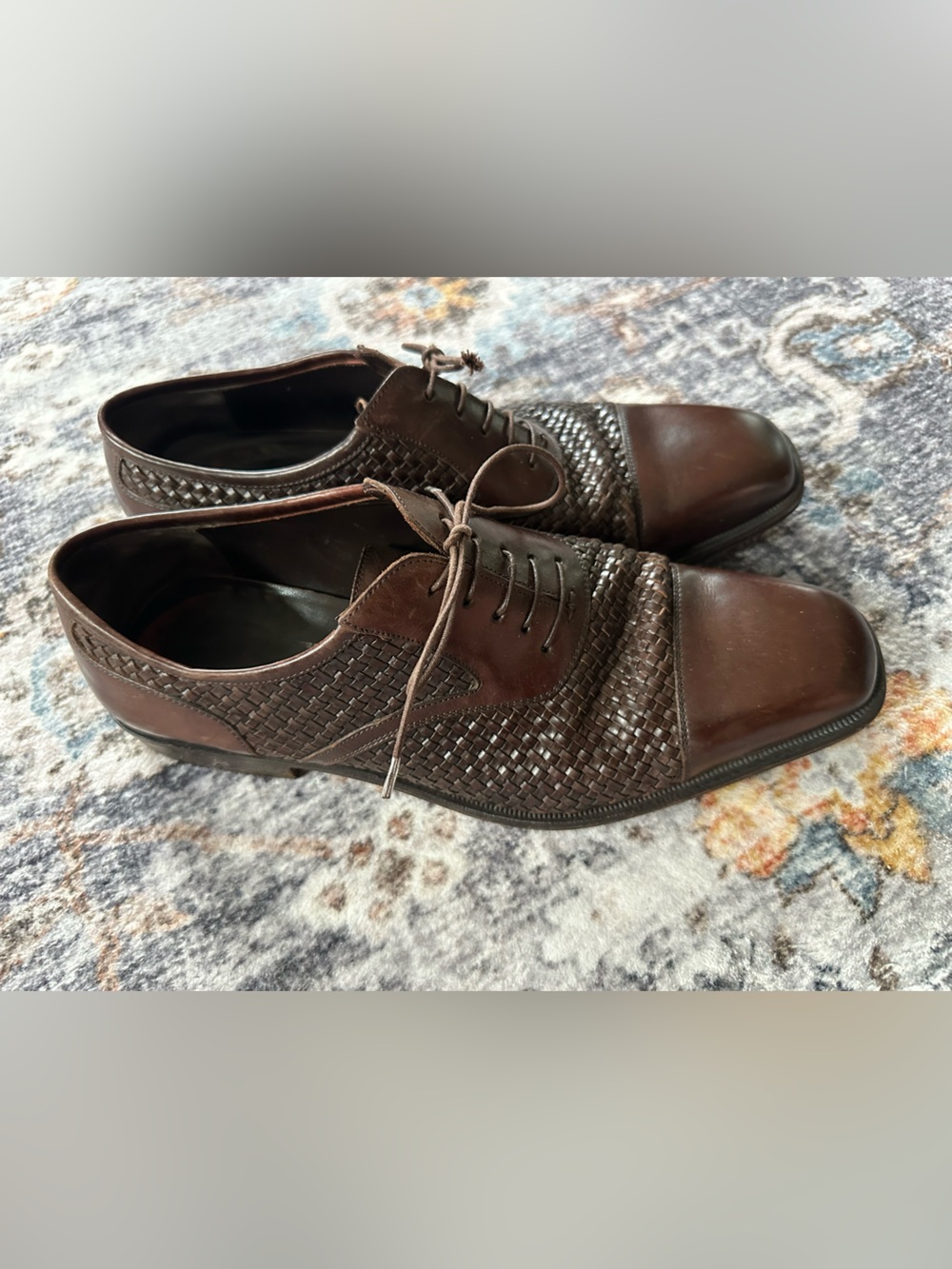 Salvatore Ferragamo Woven Leather Wingtip Shoes Brown - Size 9 (US 10)